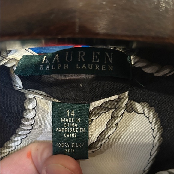 Lauren Ralph Lauren Black and White Nautical Midi Silk Shirt Dress - Picture 2 of 7